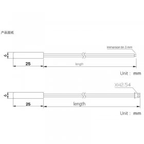 不锈钢圆柱 NTC 温度传感器 XH2.54 端子黑色引线