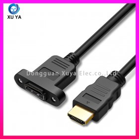 带双耳锁孔 HDMI2.0 公对母面板固定延长线