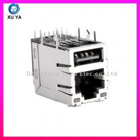 无灯屏蔽百兆 RJ45+USB 组合连接器