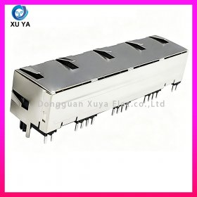 单排四口屏蔽 RJ45 网口 8P8C 直通带 LED