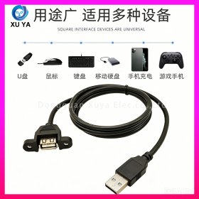 带固定耳 USB 公对母延长线