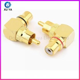 90 度 L 型 RCA 莲花公转母弯头 音频转接头